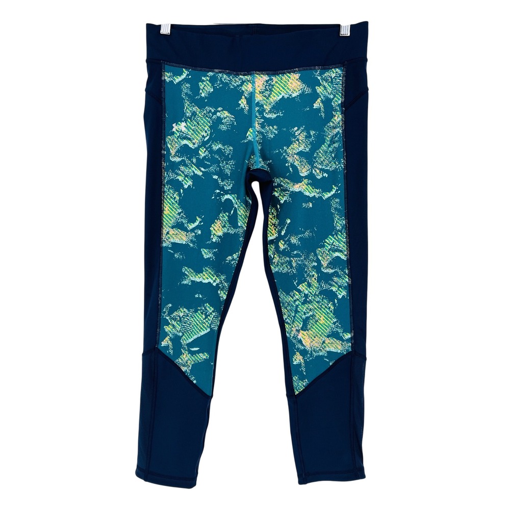 Under Armour Compression Legging Womens Large Teal Reversible Geometric HeatGear
